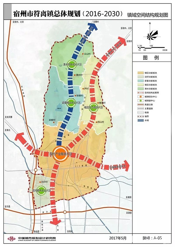 宿州市符離鎮總體規劃(2016-2030)鎮域空間結構規劃圖